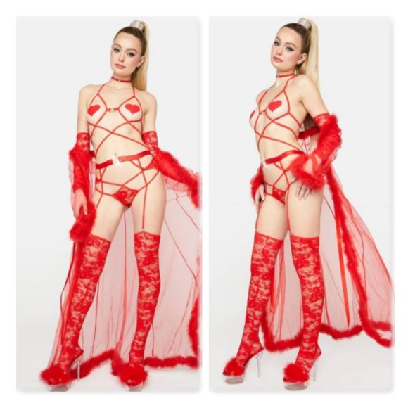 Red Bare It All Lingerie Set - Picture 1 of 4